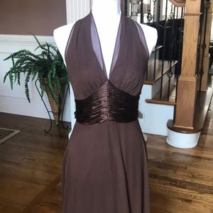 Donna Morgan Brown 100% silk Cocktail dress size 6